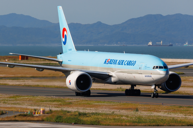 Photo of HL8005 - korean air cargo Boeing 777-F at KKJ on AeroXplorer Aviation Database