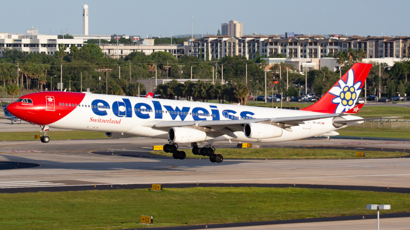 Photo of HB-JMG - Edelweiss Air Airbus A340-300 at TPA on AeroXplorer Aviation Database