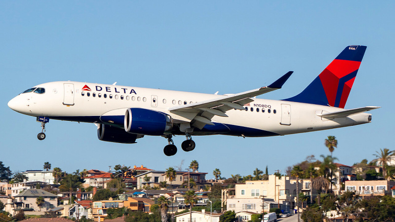 Photo of N108DQ - Delta Airlines Airbus A220-100 at SAN on AeroXplorer Aviation Database