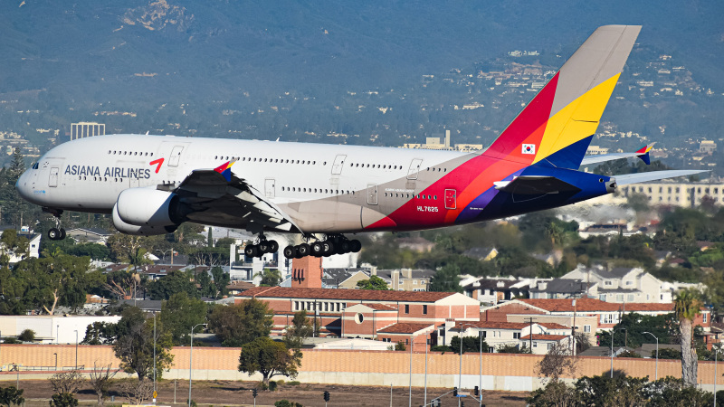 Photo of HL7625 - Asiana Airlines Airbus A380-800 at LAX on AeroXplorer Aviation Database