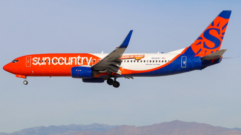 Photo of N838SY - Sun Country Airlines Boeing 737-800 at LAS on AeroXplorer Aviation Database