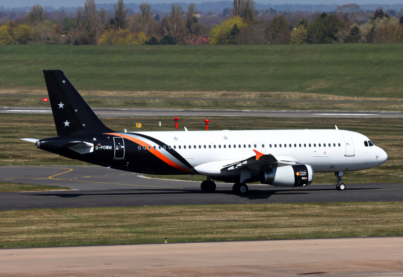 Photo of G-POWM - Titian Airways Airbus A320 at BHX on AeroXplorer Aviation Database