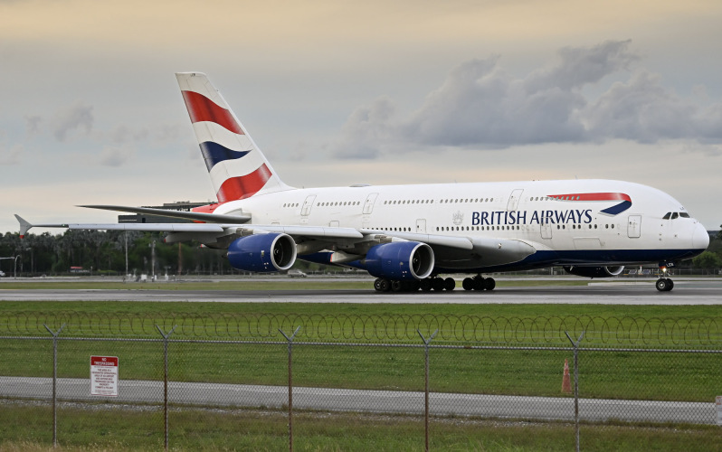 Photo of G-XLEB - British Airways Airbus A380-800 at MIA on AeroXplorer Aviation Database