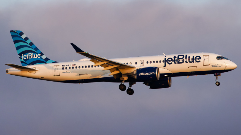 Photo of N3104J - JetBlue Airways Airbus A220-300 at JFK on AeroXplorer Aviation Database