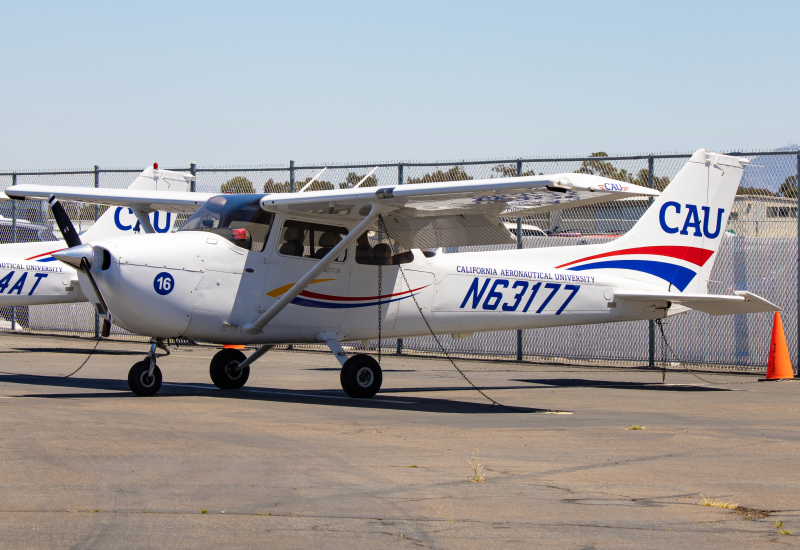 Photo of N63177 - California Aeronautical University Cessna 172 at MYF on AeroXplorer Aviation Database
