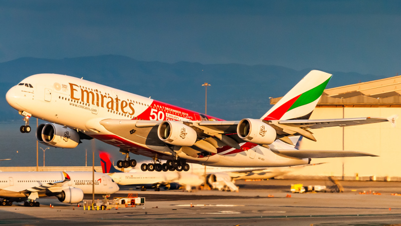 Photo of A6-EEV - Emirates Airbus A380-800 at SFO on AeroXplorer Aviation Database