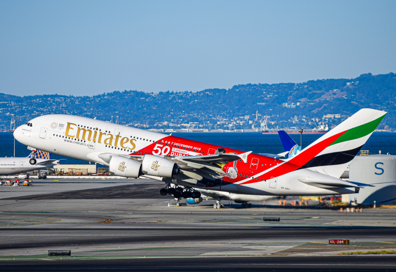 Photo of A6-EEV - Emirates Airbus A380-800 at SFO on AeroXplorer Aviation Database