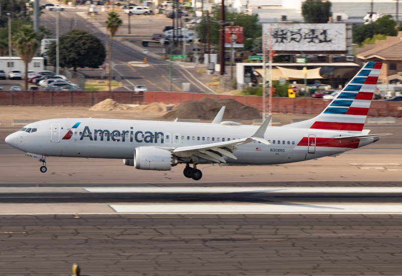 Photo of N308RD - American Airlines Boeing 737 MAX 8 at PHX on AeroXplorer Aviation Database