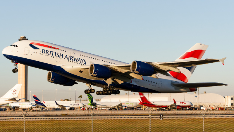 Photo of G-XLEK - British Airways Airbus A380-800 at MIA on AeroXplorer Aviation Database