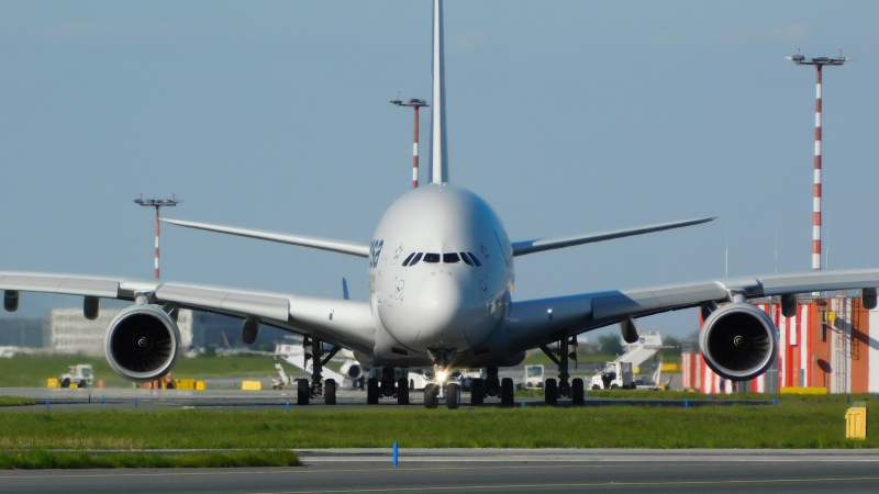 Photo of D-AIMK - Lufthansa Airbus A380-800 at PRG on AeroXplorer Aviation Database