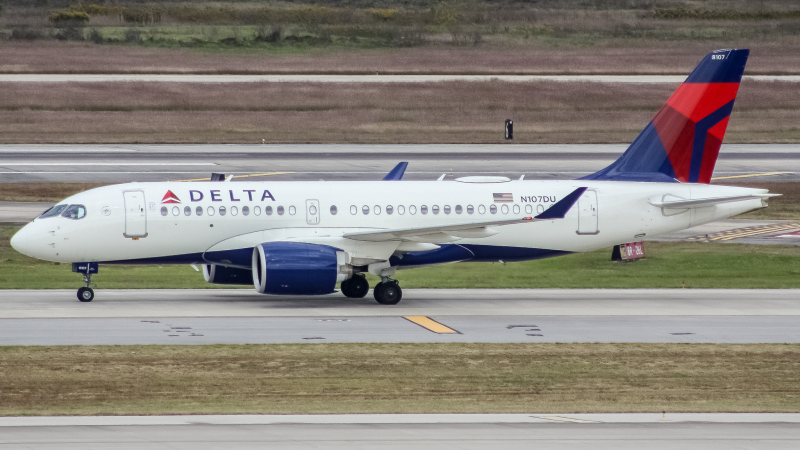 Photo of N107DU - Delta Airlines Airbus A220-100 at IAH on AeroXplorer Aviation Database