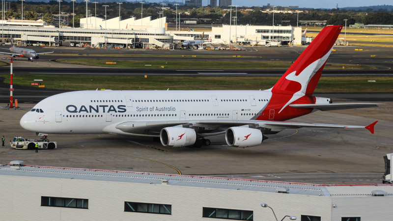 Photo of VH-OQF - Qantas Airways Airbus A380-800 at SYD on AeroXplorer Aviation Database