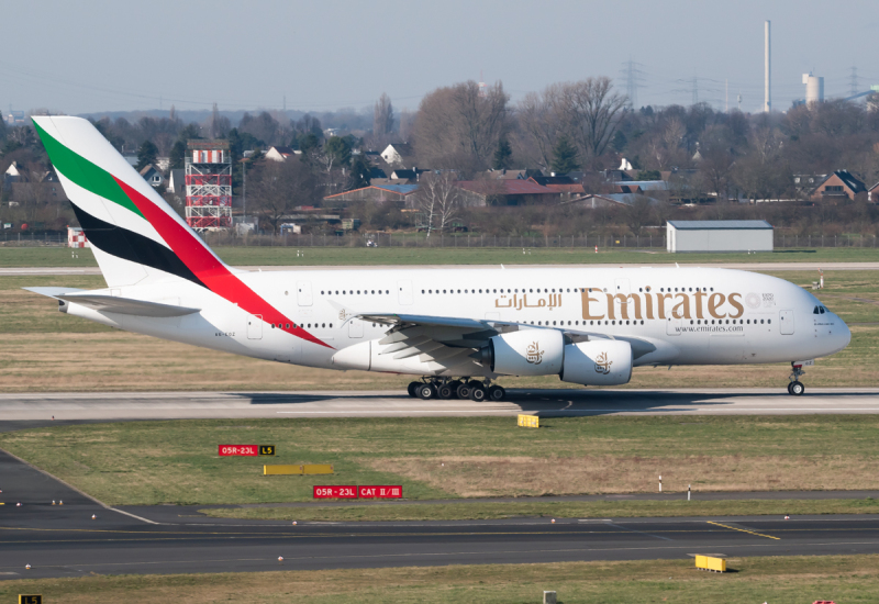 Photo of A6-EOZ - Emirates Airbus A380-800 at DUS on AeroXplorer Aviation Database