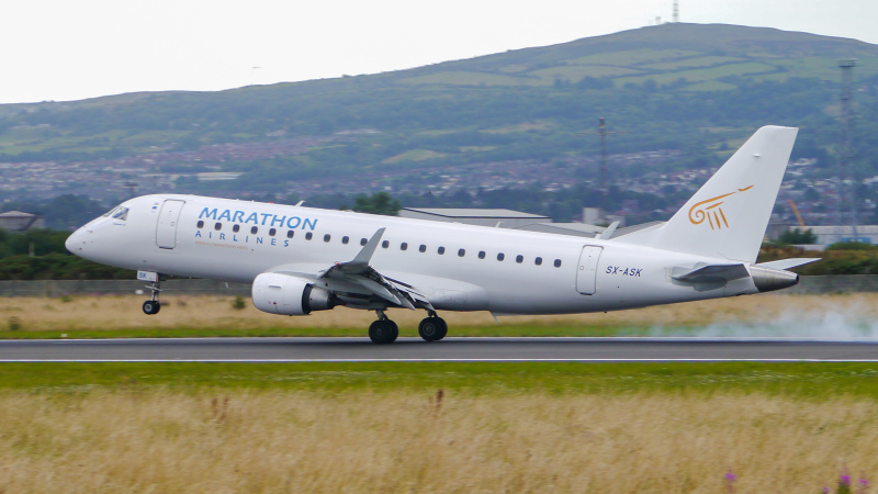 Photo of SX-ASK - Marathon Airlines Embraer E175 at BHD on AeroXplorer Aviation Database