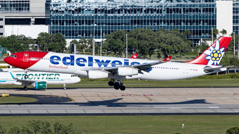 Photo of HB-JME - Edelweiss Air Airbus A340-300 at TPA on AeroXplorer Aviation Database