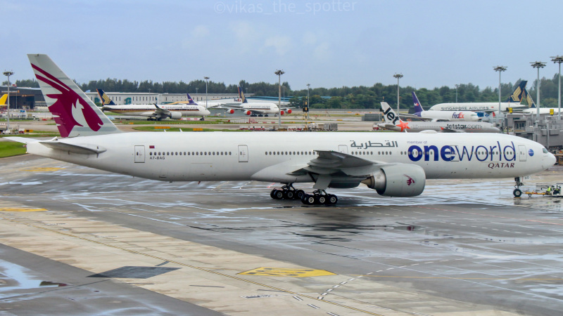 Photo of A7-BAG - Qatar Airways Boeing 777-300ER at SIN on AeroXplorer Aviation Database