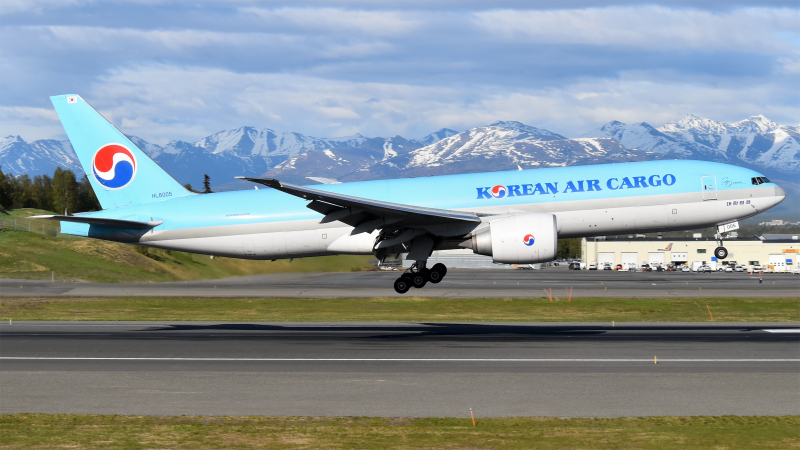 Photo of HL8005 - korean air cargo Boeing 777-F at ANC on AeroXplorer Aviation Database