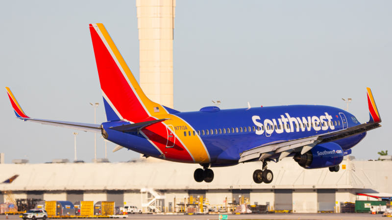 Photo of N7713A - Southwest Airlines Boeing 737-700 at MIA on AeroXplorer Aviation Database