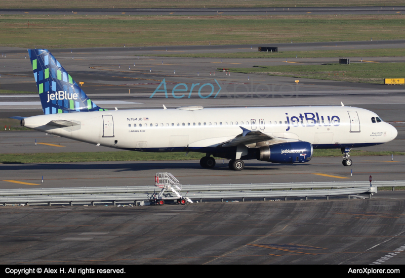 Photo of N784JB - JetBlue Airways Airbus A320 at JFK on AeroXplorer Aviation Database