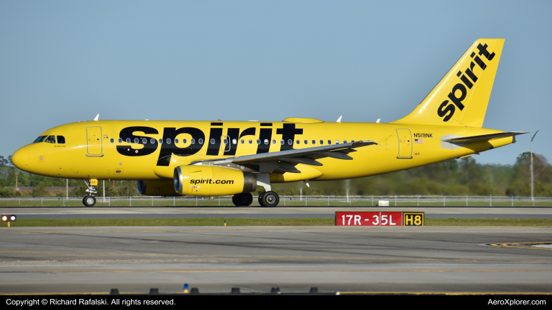 Photo of N519NK - Spirit Airlines Airbus A319 at MCO on AeroXplorer Aviation Database