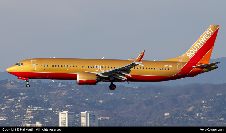 Photo of N871HK - Southwest Airlines Boeing 737 MAX 8 at LAX on AeroXplorer Aviation Database