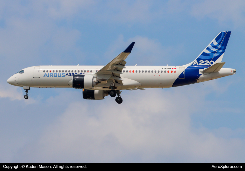 Photo of C-FFDK - PRIVATE Airbus A220-300 at MCI on AeroXplorer Aviation Database