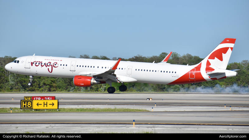 Photo of C-FJQH - Air Canada Rouge Airbus A321-200 at MCO on AeroXplorer Aviation Database