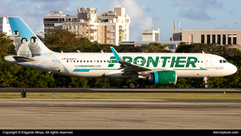 Photo of N344FR - Frontier Airlines Airbus A320NEO at SJU on AeroXplorer Aviation Database