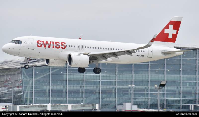 Photo of HB-JDB - Swiss International Air Lines Airbus A320NEO at LHR on AeroXplorer Aviation Database