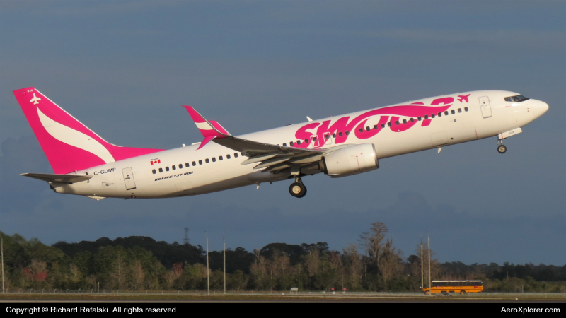 Photo of C-GDMP - Swoop Airlines Boeing 737-800 at MCO on AeroXplorer Aviation Database