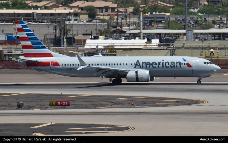 Photo of N348TU - American Airlines Boeing 737 MAX 8 at PHX on AeroXplorer Aviation Database