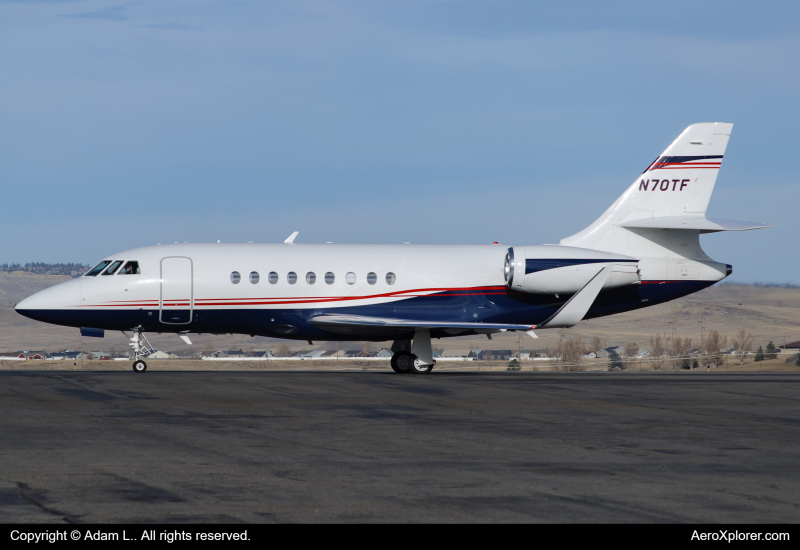 Photo of N70TF - PRIVATE Dassault Falcon 2000EX at BIL on AeroXplorer Aviation Database