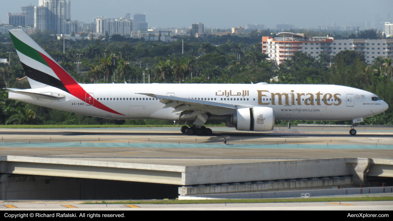 Photo of A6-EWD - Emirates Boeing 777-200LR at FLL on AeroXplorer Aviation Database