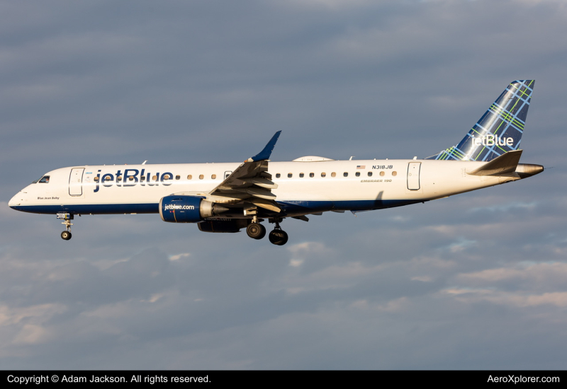 Photo of N318JB - JetBlue Airways Embraer E190 at BWI on AeroXplorer Aviation Database