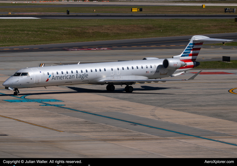 Photo of N593NN - American Eagle Mitsubishi CRJ-900 at CLT on AeroXplorer Aviation Database