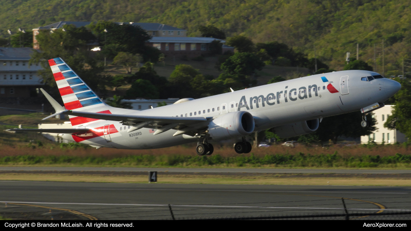 Photo of N308RD - American Airlines Boeing 737 MAX 8 at STT on AeroXplorer Aviation Database