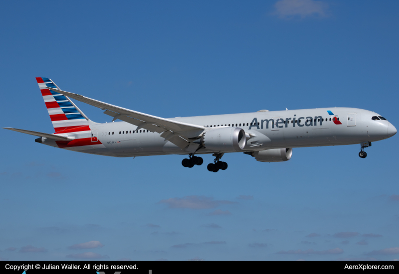 Photo of N828AA - American Airlines Boeing 787-9 at MIA on AeroXplorer Aviation Database