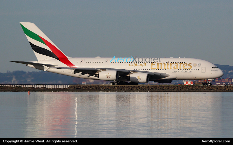 Photo of A6-EVE - Emirates Airbus A380-800 at SFO on AeroXplorer Aviation Database