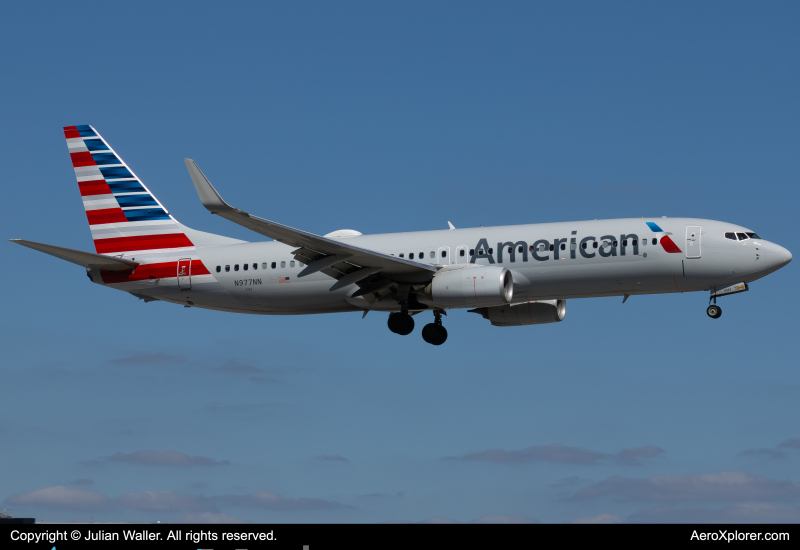 Photo of N977NN - American Airlines Boeing 737-800 at MIA on AeroXplorer Aviation Database