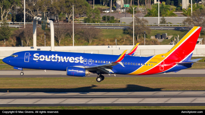 Photo of N8606C - Southwest Airlines Boeing 737-800 at TPA on AeroXplorer Aviation Database