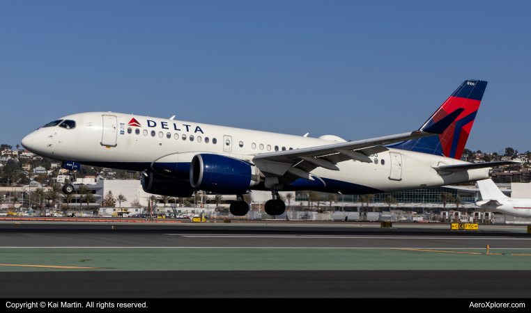 Photo of N109DU - Delta Airlines Airbus A220-100 at SAN on AeroXplorer Aviation Database