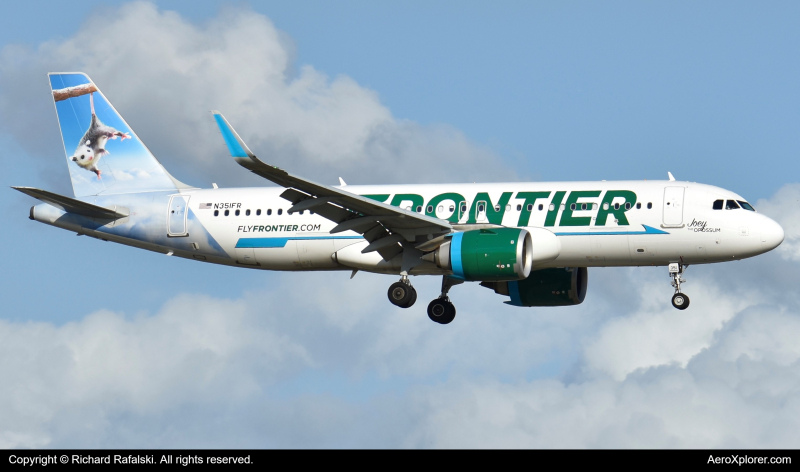 Photo of N351FR - Frontier Airlines Airbus A320NEO at MCO on AeroXplorer Aviation Database