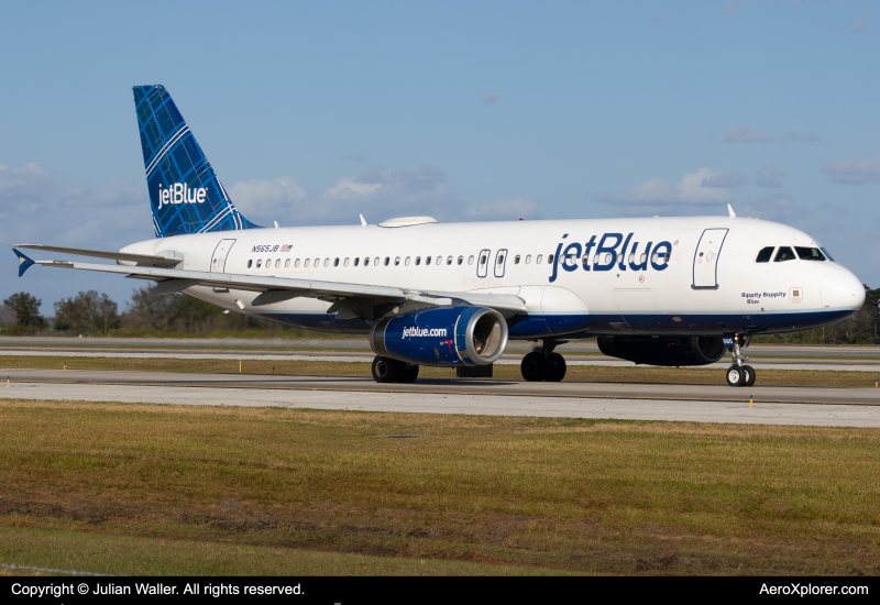 Photo of N565JB - JetBlue Airways Airbus A320 at MCO on AeroXplorer Aviation Database