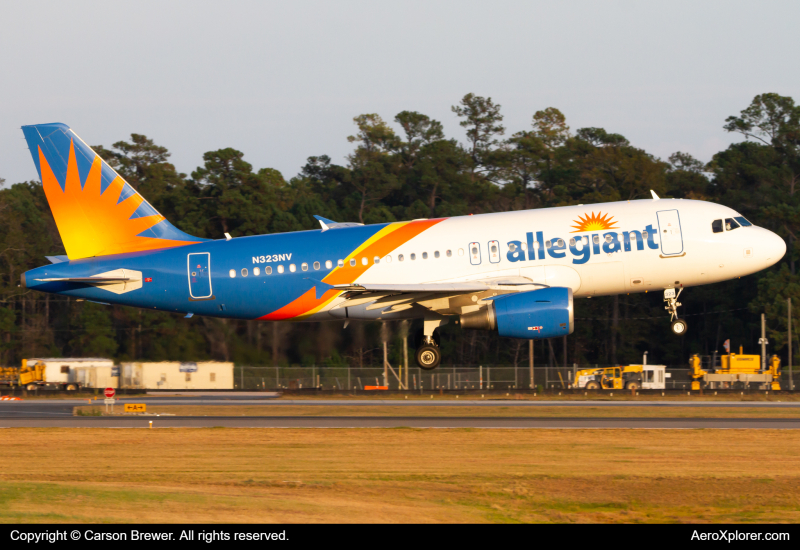 Photo of N323NV - Allegiant Airbus A319 at MYR on AeroXplorer Aviation Database