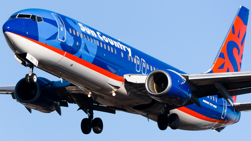 Photo of N823SY - Sun Country Airlines Boeing 737-800 at SAV on AeroXplorer Aviation Database