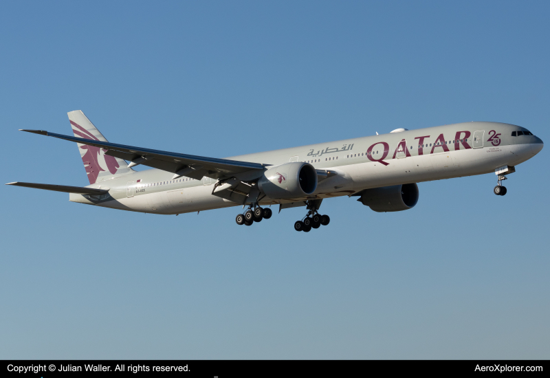 Photo of A7-BEE - Qatar Airways Boeing 777-300ER at MIA on AeroXplorer Aviation Database