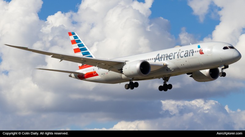 Photo of N801AC - American Airlines Boeing 787-8 at MIA on AeroXplorer Aviation Database