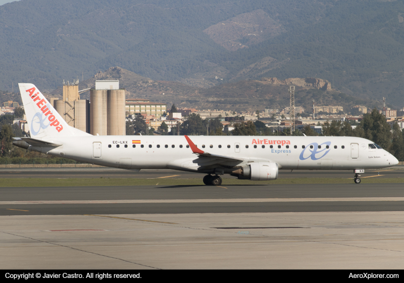 Photo of EC-LKX - Air Europa Express Embraer E190 at AGP on AeroXplorer Aviation Database