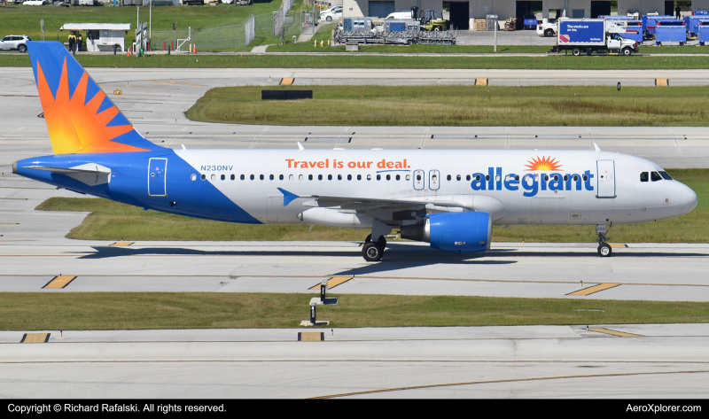 Photo of N230NV - Allegiant Air Airbus A320 at FLL on AeroXplorer Aviation Database