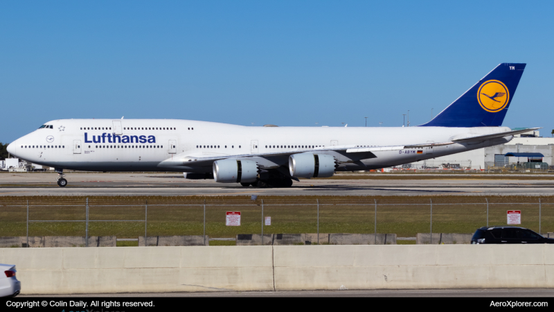 Photo of D-ABYM - Lufthansa Boeing 747-8i at MIA on AeroXplorer Aviation Database